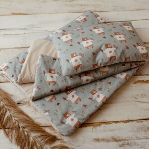 Kocyk bawełniany dla dzieci 3w1 niebieskie misie natural junior