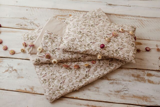 Kocyk bawełniany dla dzieci 3w1 zestaw ptaszki natural junior