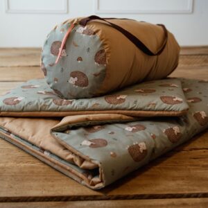 Kocyk bawełniany dla dziecka 3w1 zestaw jeżyki zielone junior