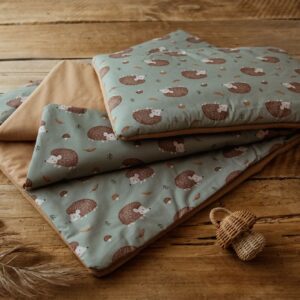 Kocyk bawełniany dla dziecka 3w1 zestaw jeżyki zielone junior