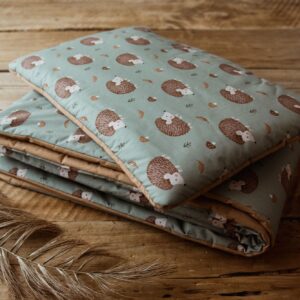 Kocyk bawełniany dla dziecka 3w1 zestaw jeżyki zielone junior