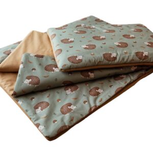 Kocyk bawełniany dla dziecka 3w1 zestaw jeżyki zielone junior