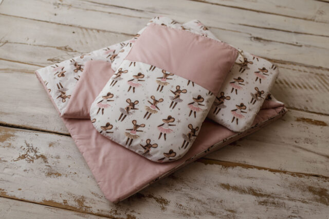 Kocyk bawełniany do żłobka 100×135 cm myszki