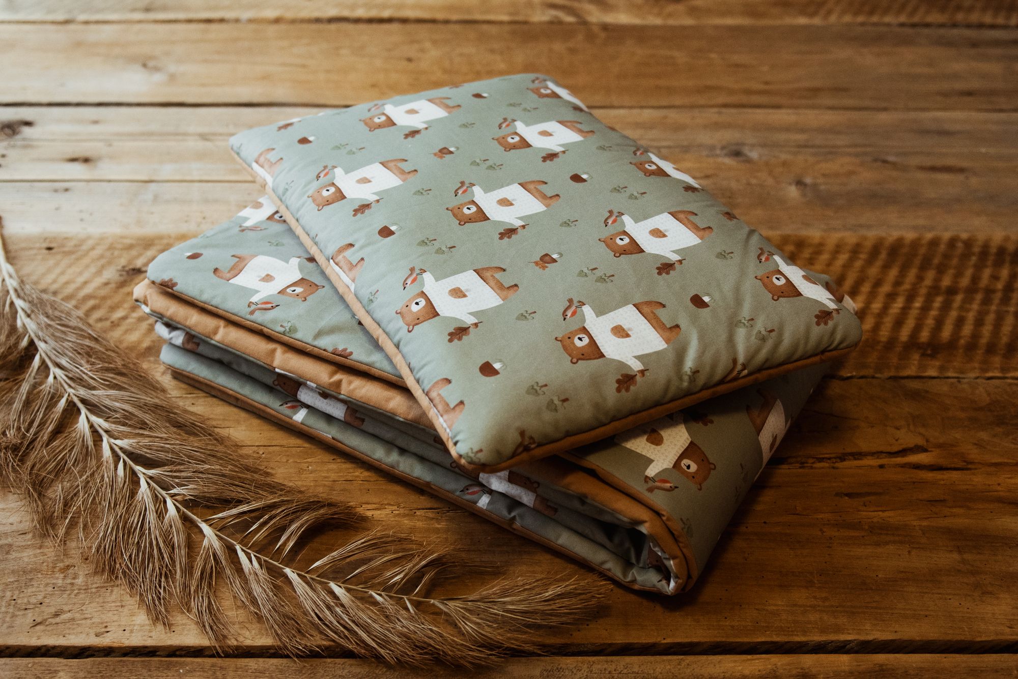 Kocyk dla dzieci premium 3w1 misie zielone junior