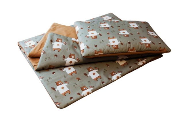 Kocyk dla dzieci premium 3w1 misie zielone junior