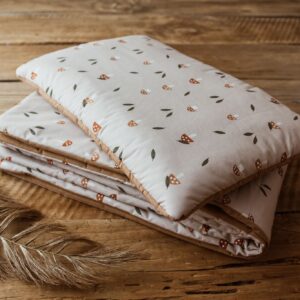 Kocyk dla dziecka bawełniany 3w1 zestaw grzybki junior