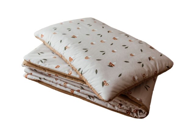 Kocyk dla dziecka bawełniany 3w1 zestaw grzybki junior