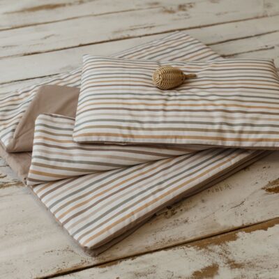 Kocyk dla dziecka do przedszkola z workiem + poduszka paski