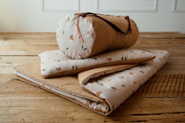 Kocyk dla dziecka do żłobka zestaw 3w1 grzybki