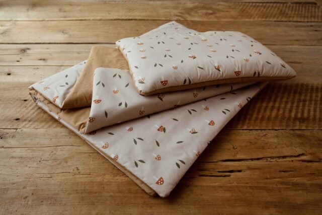 Kocyk dla dziecka do żłobka zestaw 3w1 grzybki