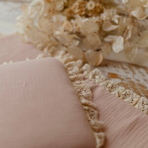 Kocyk dla niemowląt lniany 50cmx75cm retro róż