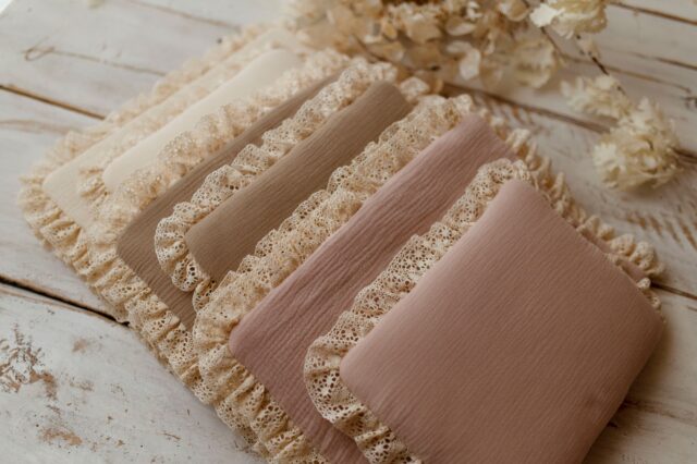 Kocyk dla niemowląt lniany 50cmx75cm retro róż