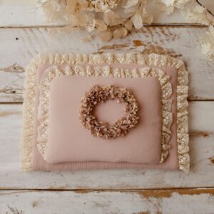 Kocyk dla niemowląt lniany 50cmx75cm retro róż