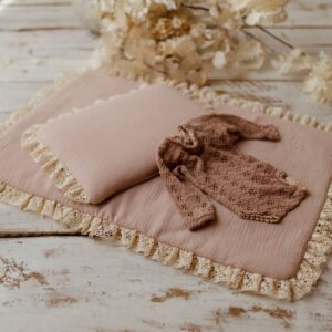 Kocyk dla niemowląt lniany 50cmx75cm retro róż