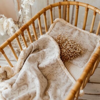 Kocyk dla niemowląt lniany 50cmx75cm żakard