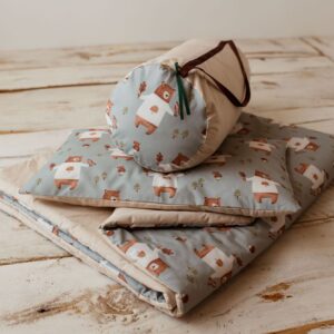 Kocyk do przedszkola pościel 3w1 misie niebieskie natural