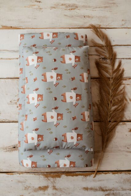 Kocyk do przedszkola pościel 3w1 misie niebieskie natural