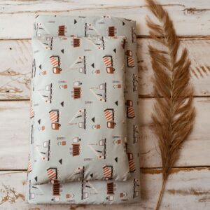 Kocyk do przedszkola dla chłopca zestaw 3w1 auta mięta beż