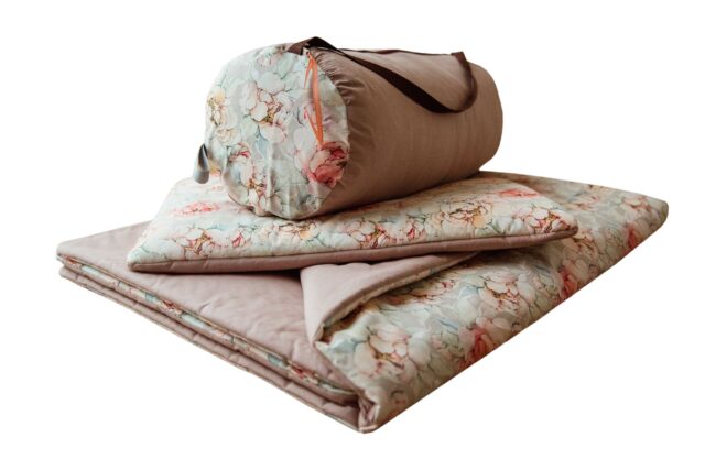 Kocyk do przedszkola premium zestaw 3w1 różowe magnolie