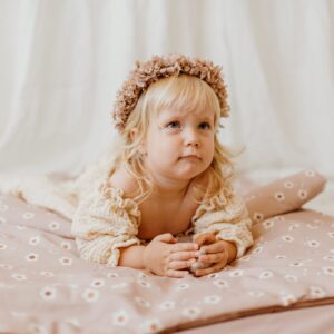 Kocyk do przedszkola z poduszką pościel 3w1 kwiatuszki uśmiechnij się