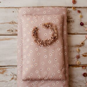 Kocyk do przedszkola z poduszką pościel 3w1 kwiatuszki uśmiechnij się