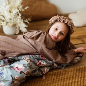 Kocyk do żłobka pościel bawełna premium zestaw 3w1 kwiaty retro róż