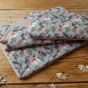 Kocyk do żłobka pościel bawełna premium zestaw 3w1 kwiaty retro róż