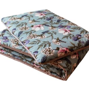 Kocyk do żłobka pościel bawełna premium zestaw 3w1 kwiaty retro róż