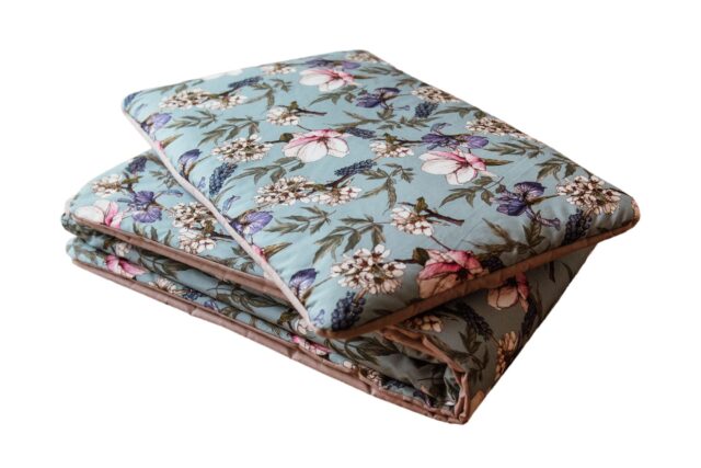 Kocyk do żłobka pościel bawełna premium zestaw 3w1 kwiaty retro róż
