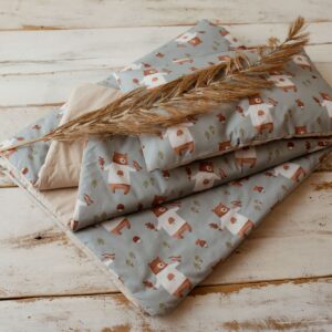 Kocyk do żłobka pościel premium zestaw 3w1 misie niebieskie natural