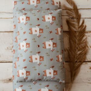 Kocyk do żłobka pościel premium zestaw 3w1 misie niebieskie natural