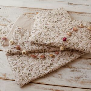 Kocyk do żłobka pościel premium zestaw 3w1 ptaszki natural