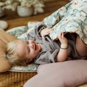 Kocyk do żłobka pościel zestaw 3w1 bawełna kwiaty białe magnolie