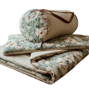 Kocyk do żłobka pościel zestaw 3w1 bawełna kwiaty białe magnolie