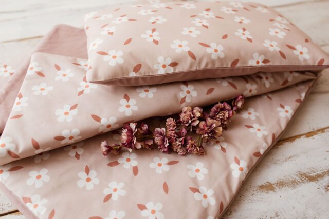 Kocyk do żłobka pościel zstaw 3w1 kwiatuszki retro