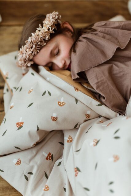 Kocyk do przedszkola zestaw 3w1 grzybki premium