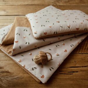 Kocyk do przedszkola zestaw 3w1 grzybki premium