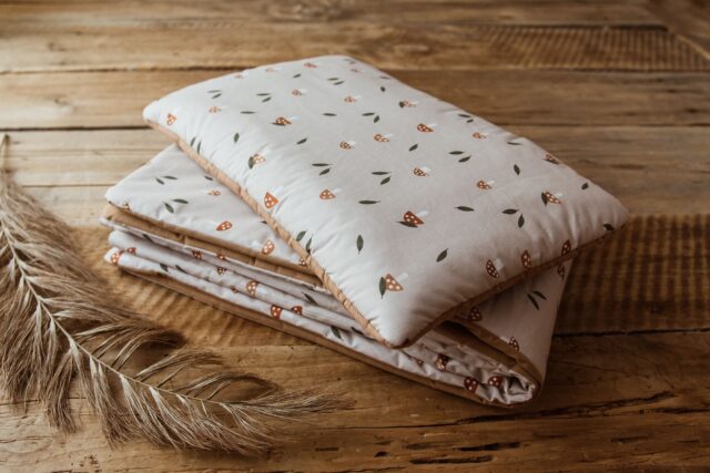 Kocyk do przedszkola zestaw 3w1 grzybki premium