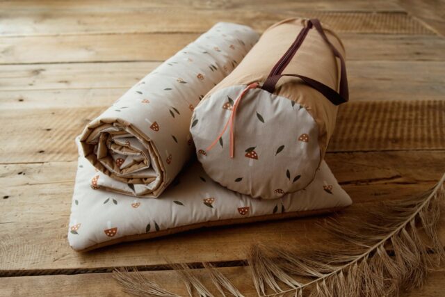 Kocyk do przedszkola zestaw 3w1 grzybki premium