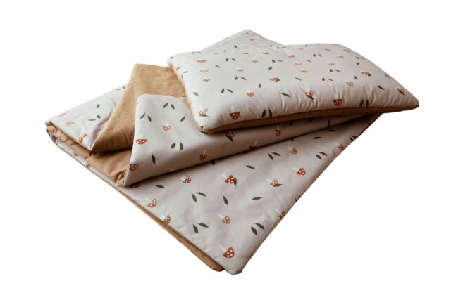 Kocyk do przedszkola zestaw 3w1 grzybki premium