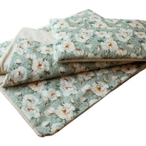 Kocyk do przedszkola zestaw 3w1 kwiaty białe magnolie