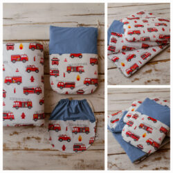 Kocyk do przedszkola dla chłopca 160×120 cm wozy strażackie