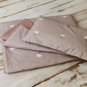 Kocyk do przedszkola dla dziewczynki różowe tulipany 3w1