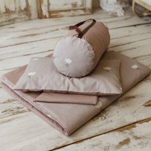 Kocyk do przedszkola dla dziewczynki różowe tulipany 3w1