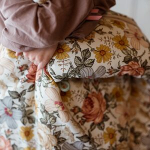 Kocyk do przedszkola dla dziewczynki zestaw 3w1 retro kwiaty natural