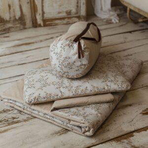 Kocyk do żłobka zestaw 3w1 poduszka róże