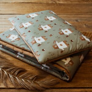 Kocyk do żłobka dla chłopca misie zestaw 3w1