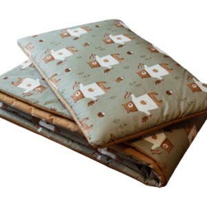 Kocyk do żłobka dla chłopca misie zestaw 3w1