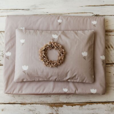 Kocyk do żłobka dla dziewczynki różowe tulipany