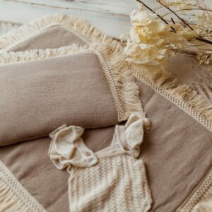 Kocyk niemowlęcy lniany 50×75cm boho beż